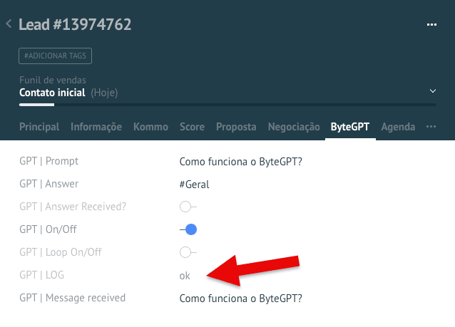 Log Ok, do ByteGPT
