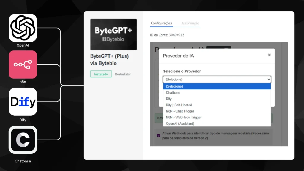 Provedores de IA no ByteGPT