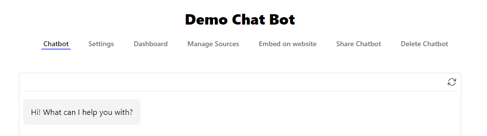 Exibição do chatbot dentro do Chatbase