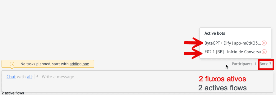 2 fluxos ativos no salesbot