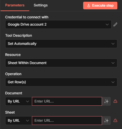 Rag google sheets no n8n